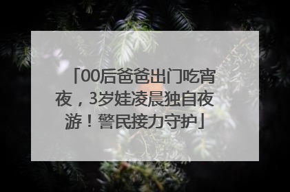 00后爸爸出门吃宵夜，3岁娃凌晨独自夜游！警民接力守护
