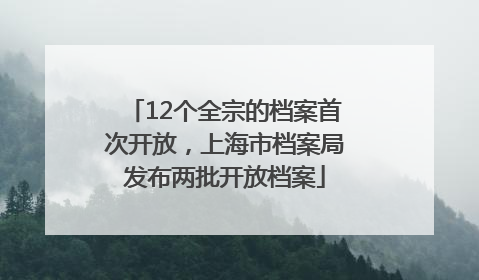 12个全宗的档案首次开放，上海市档案局发布两批开放档案