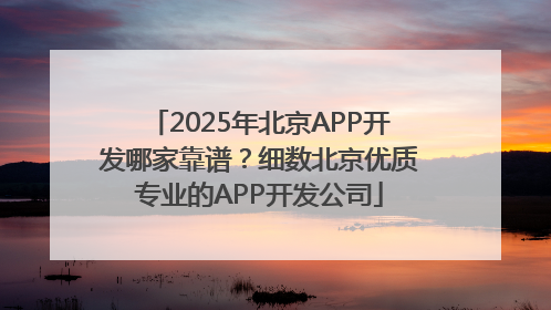 2025年北京APP开发哪家靠谱？细数北京优质专业的APP开发公司