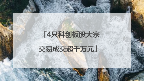 4只科创板股大宗交易成交超千万元